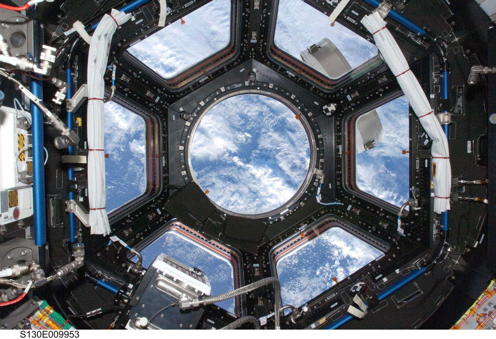 Earth seen through the International Space Station's Cupola windows
